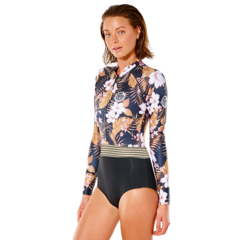 Rip Curl Women's G Bomb Long Sleeve Springsuit Hi Cut in Black / Gold Size 8-2